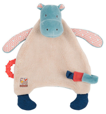  les papoums hippopotame beige bleu rouge 